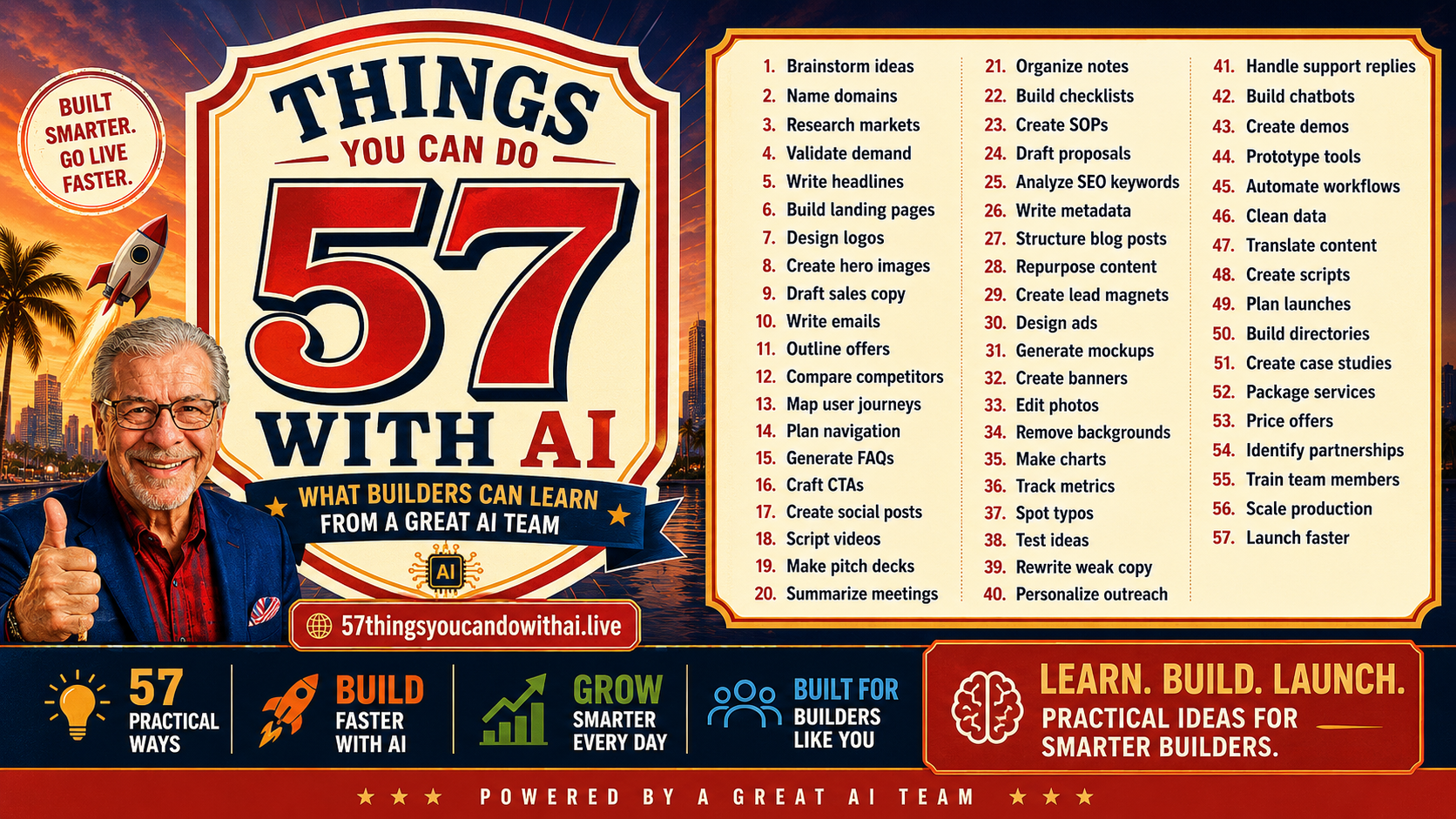 57 Things You Can Do With AI builder playbook hero image